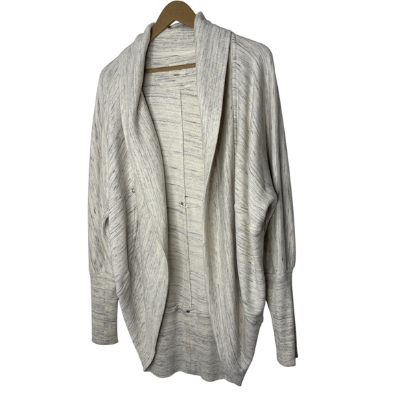WILFRED Open Front Drape Cocoon Cardigan Sweater | Gray Marled | Medium - Picture 2 of 9